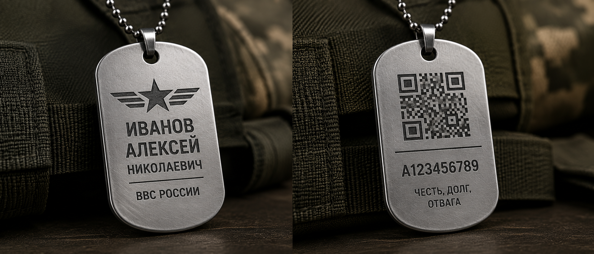 Именной жетон с QR-кодом и номером