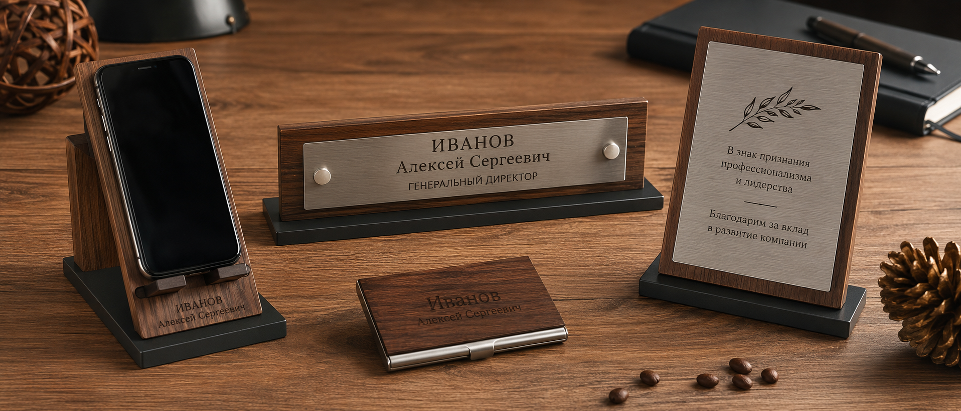 Настольные подарки с гравировкой для руководителя