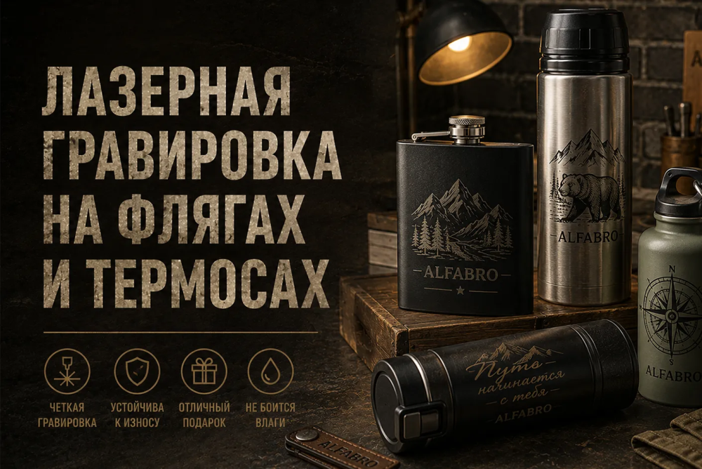 Лазерная гравировка на флягах и термосах