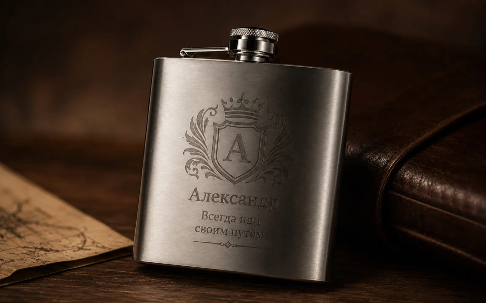 Гравировка на фляжке — фото услуги ALFABRO